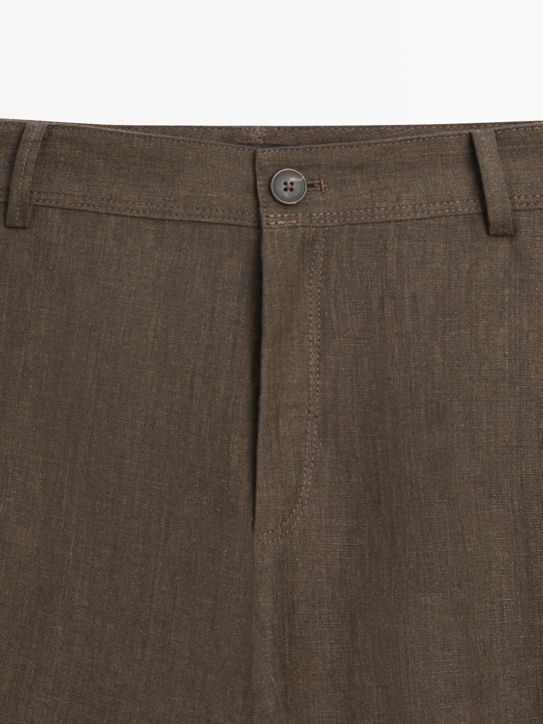 Kick flare cropped linen trousers